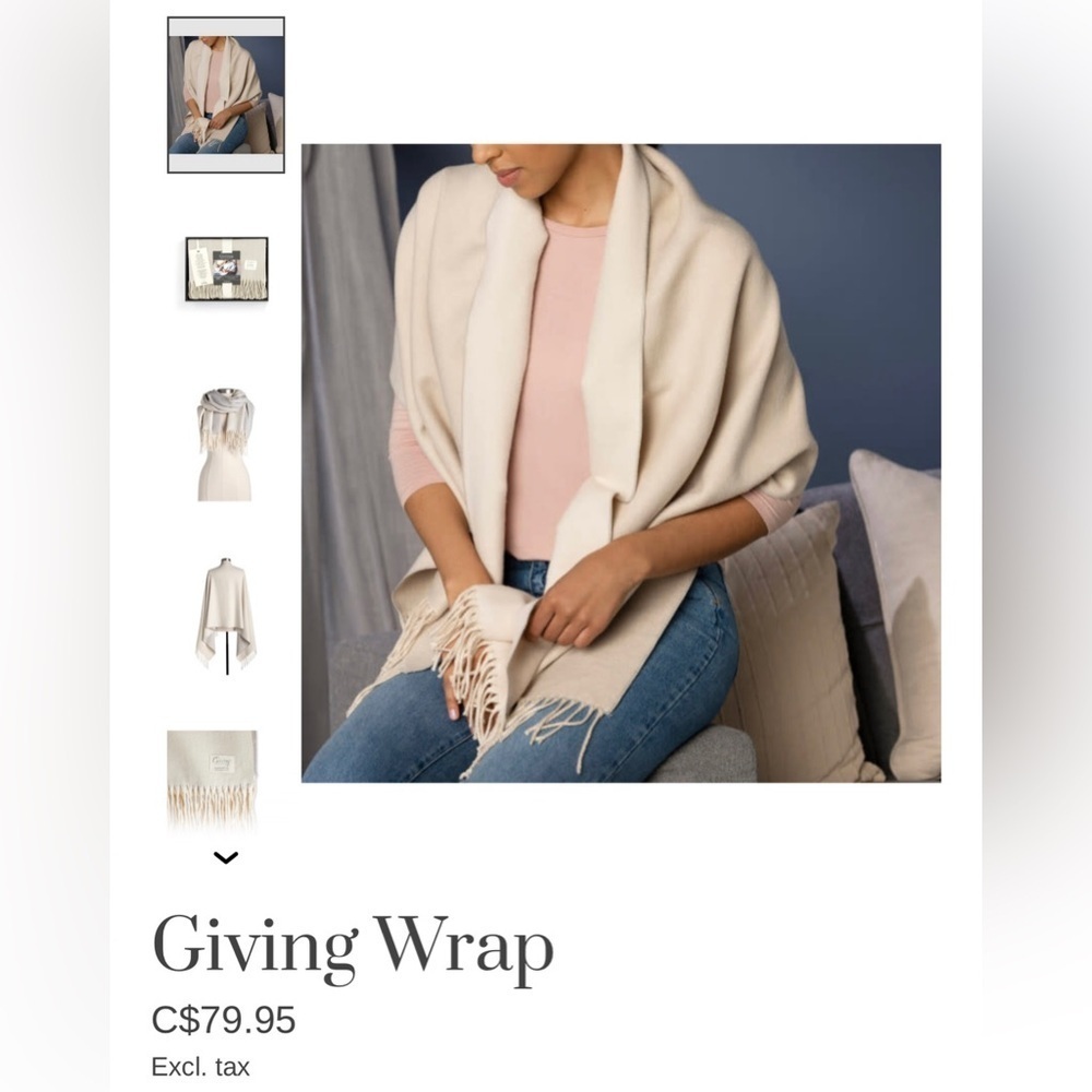 Demdaco Cream Giving Wrap scarf shawl comfy soft cream gray new